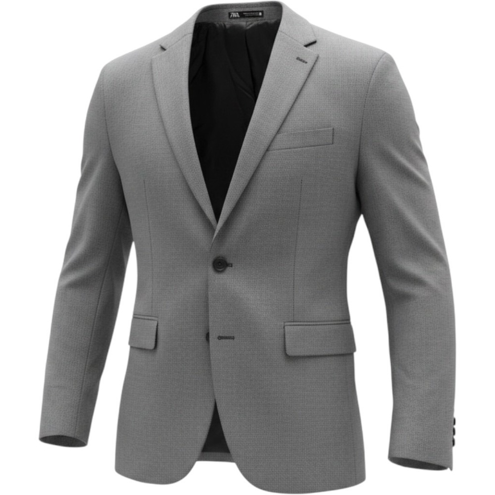 $216 Zara Man Navy Micro Pattern Button Blazer Jacket Size USA 44 EUR 54 wool